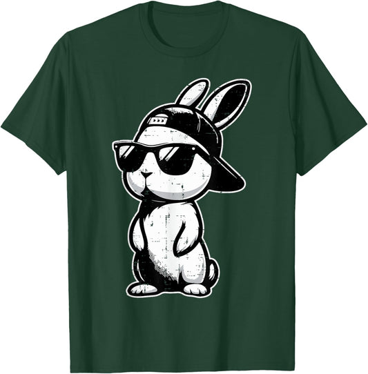 Easter Bunny Baseball Cap Sunglasses Cute Rabbit Boys Kids T-Shirt - T-Shirt | Forest
