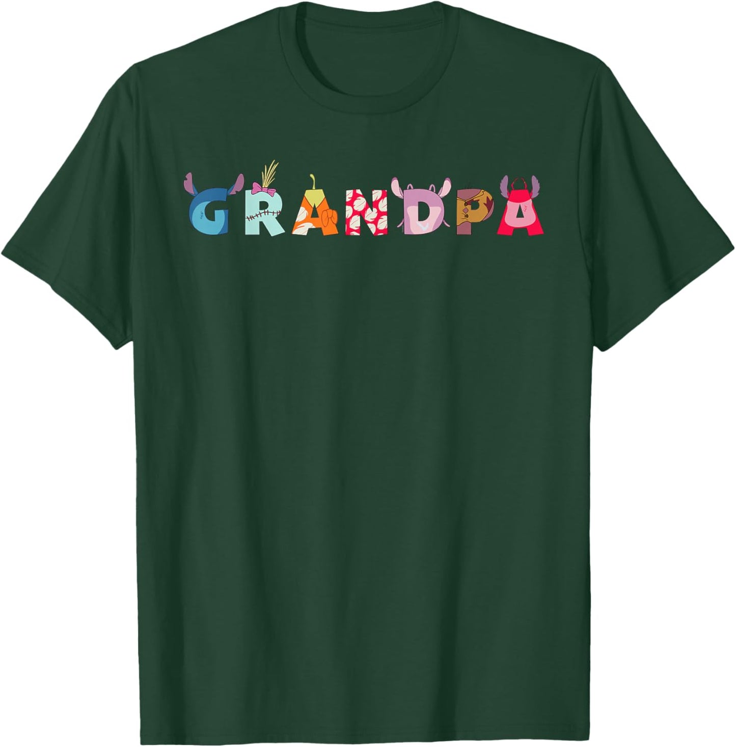 Disney Lilo & Stitch Letters Grandpa Birthday Family Trip T-Shirt - T-Shirt | Forest
