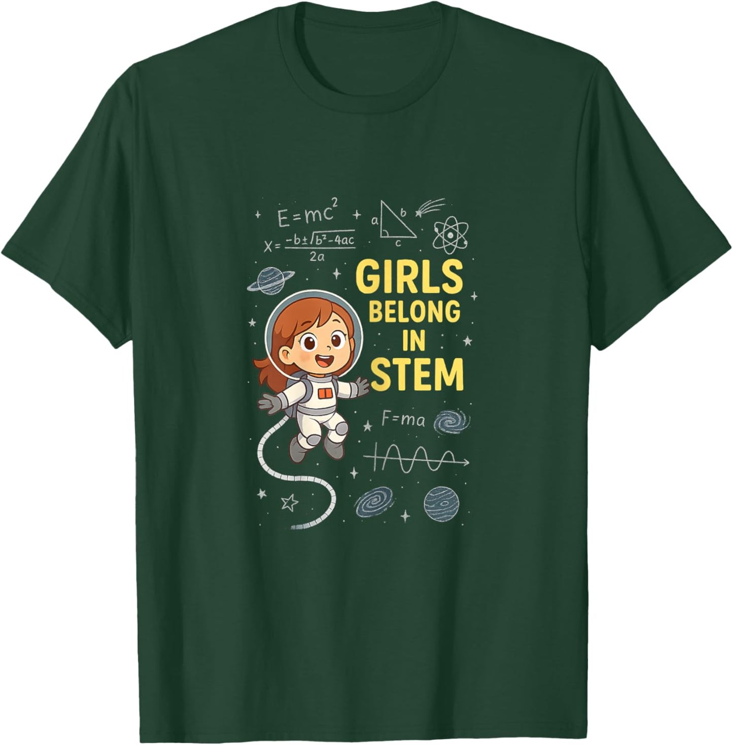 Girls in STEM Space Science Math Astronaut Empowerment Meme T-Shirt - T-Shirt | Forest