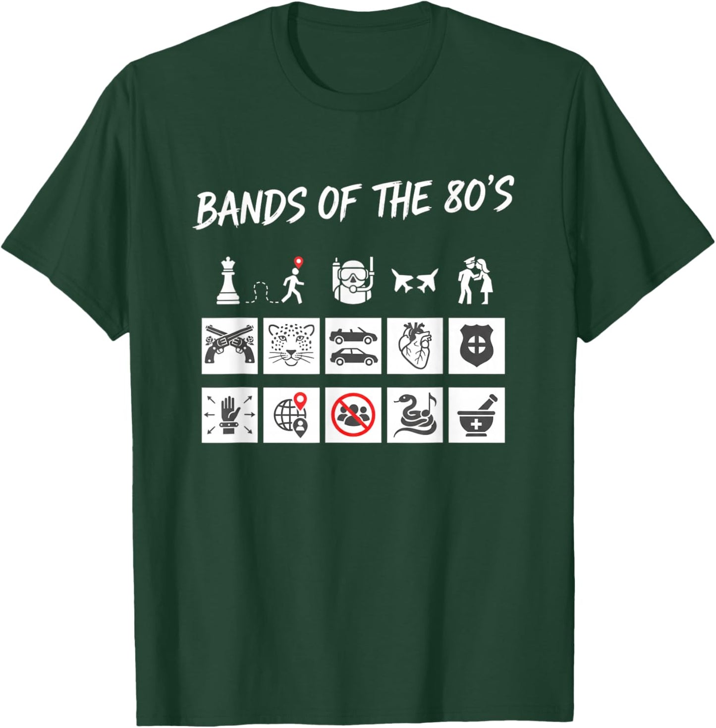 Bands of The 80S Graphic Icons Humor T-Shirt - T-Shirt | Forest