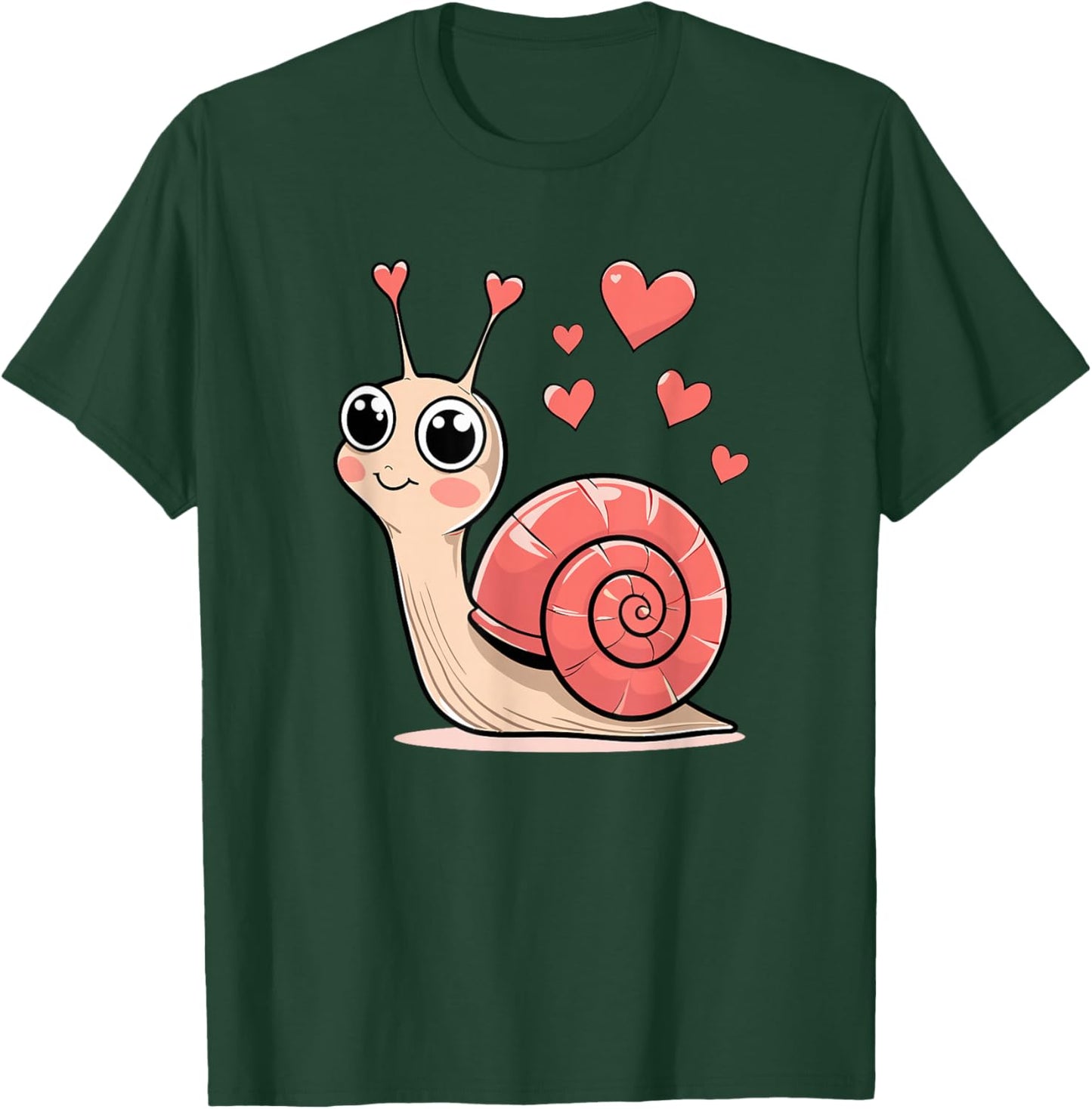 Adorable Love Snail with Hearts Kawaii Valentine Romance T-Shirt - T-Shirt | Forest