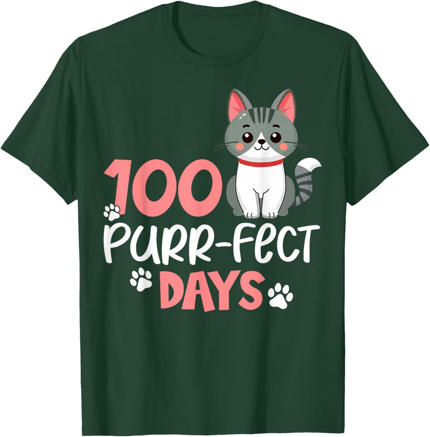 100 Purrfect Days Cat Lover 100th Days of School T-Shirt - T-Shirt | Forest