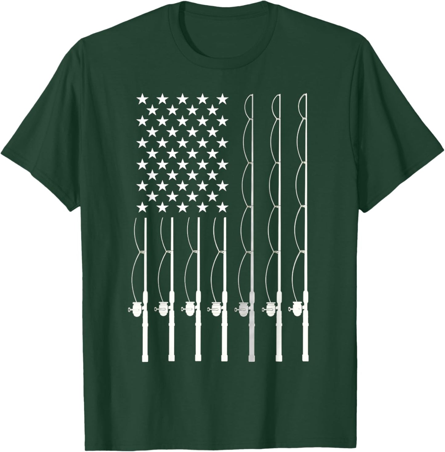 American Flag Fishing Lovers Fishing Dad T-Shirt - T-Shirt | Forest