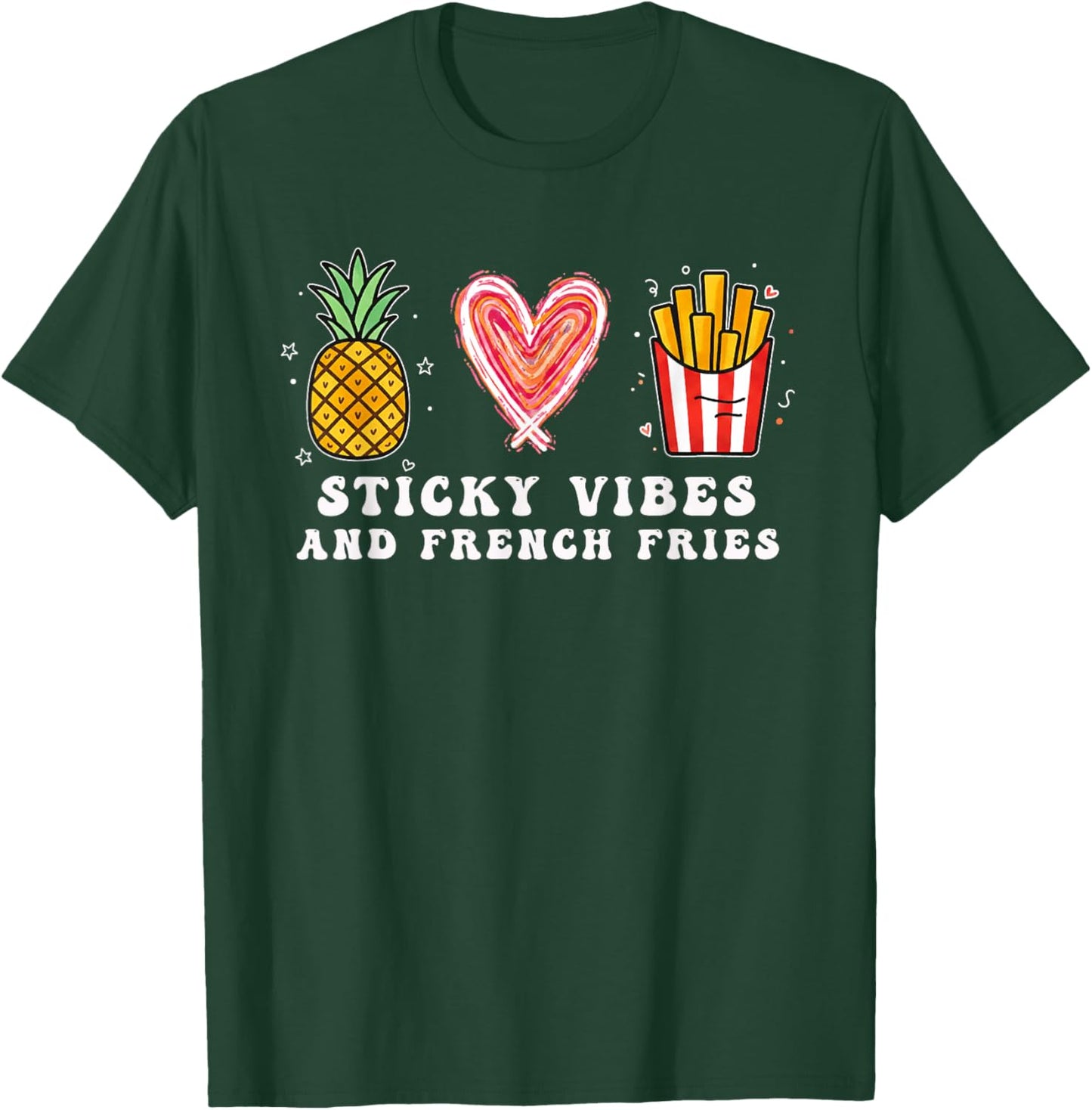 IVF Pregnancy Mom Transfer Day Sticky Vibes & French Fries T-Shirt - T-Shirt | Forest