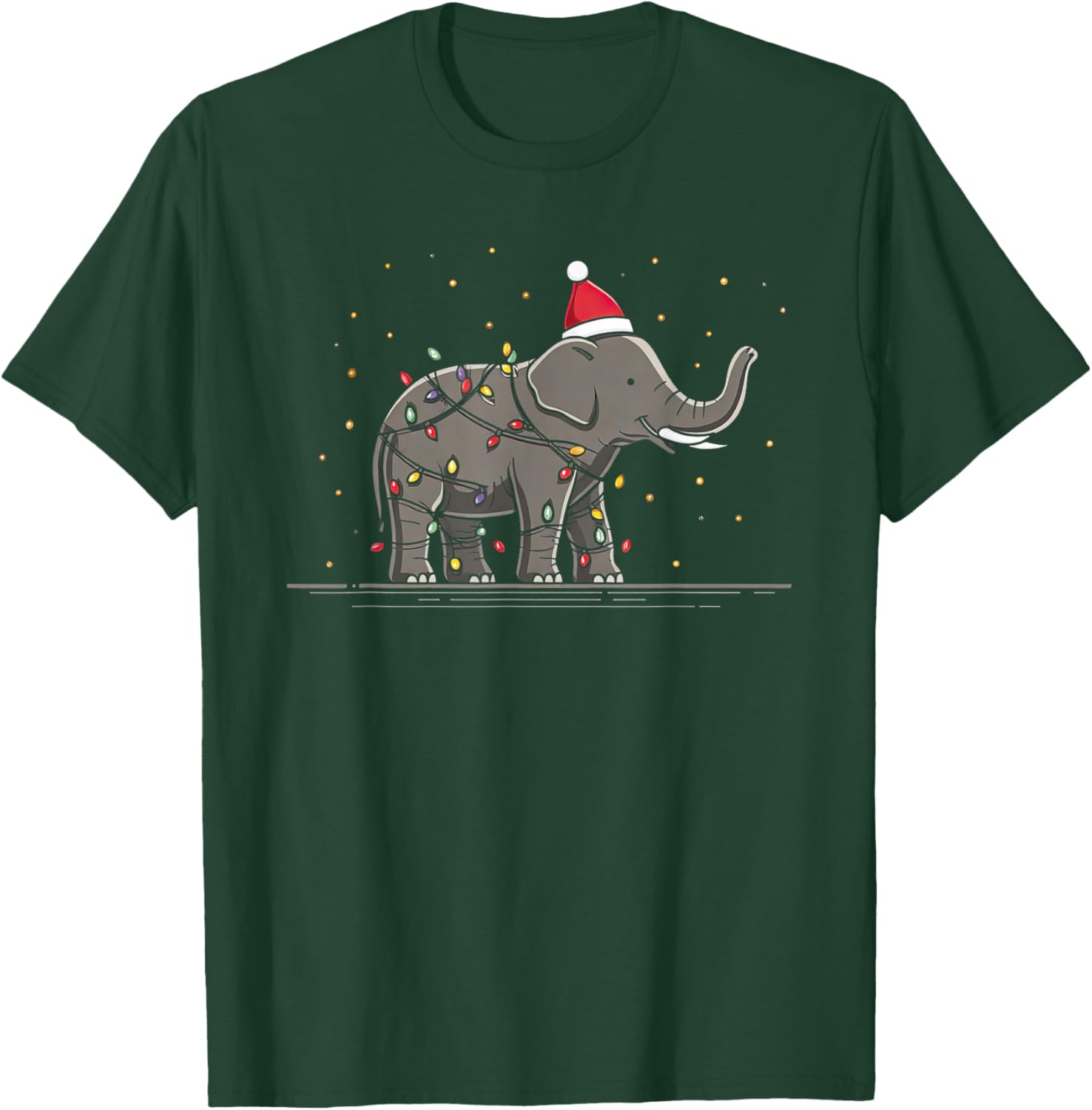 Funny Elephant Christmas Graphics Animal Lights Lover T-Shirt - T-Shirt | Forest