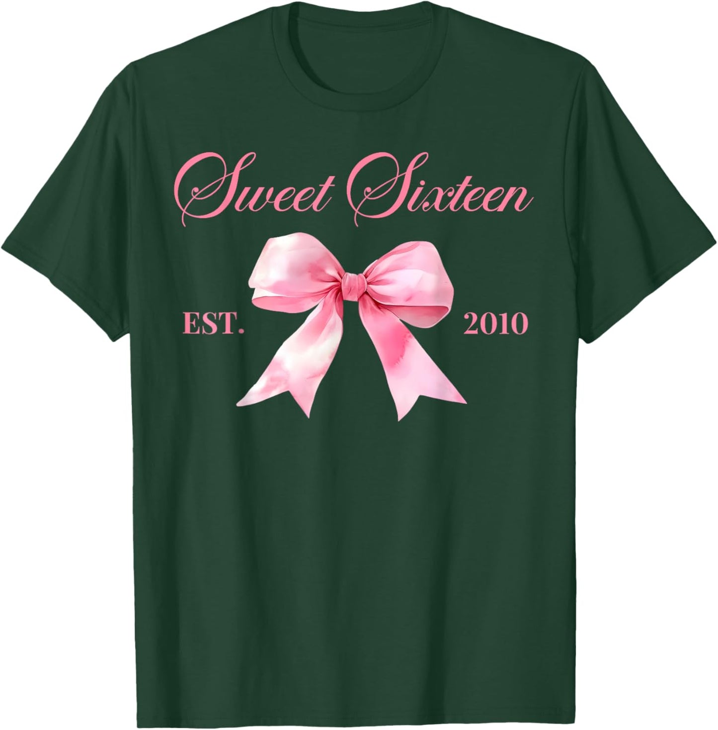 Sweet 16th Birthday Coquette Bow Party 16 Year Old Girl T-Shirt - T-Shirt | Forest