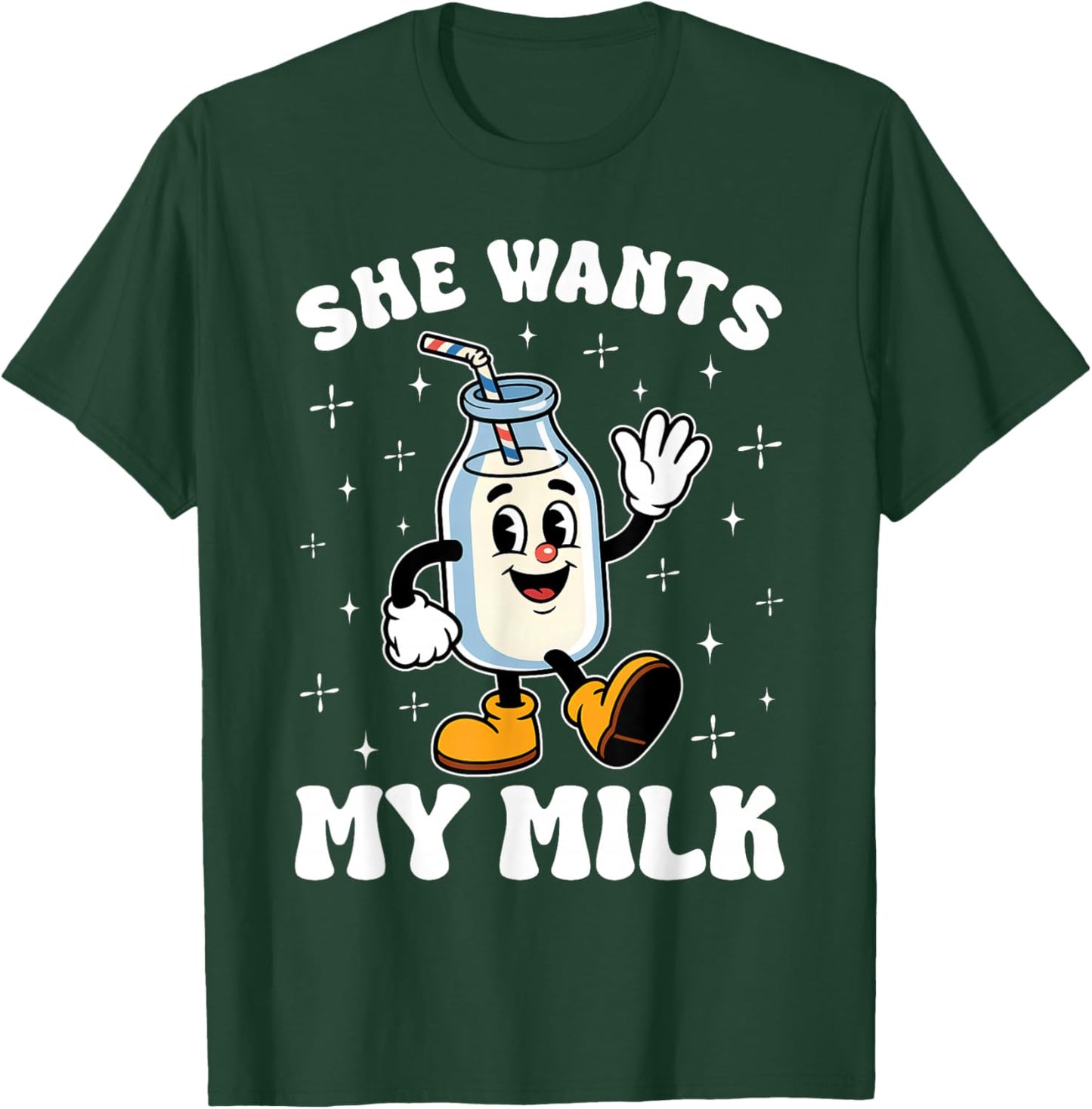 Inappropriate Funny She Wants My Milk Meme Christmas Couple T-Shirt - T-Shirt | Forest