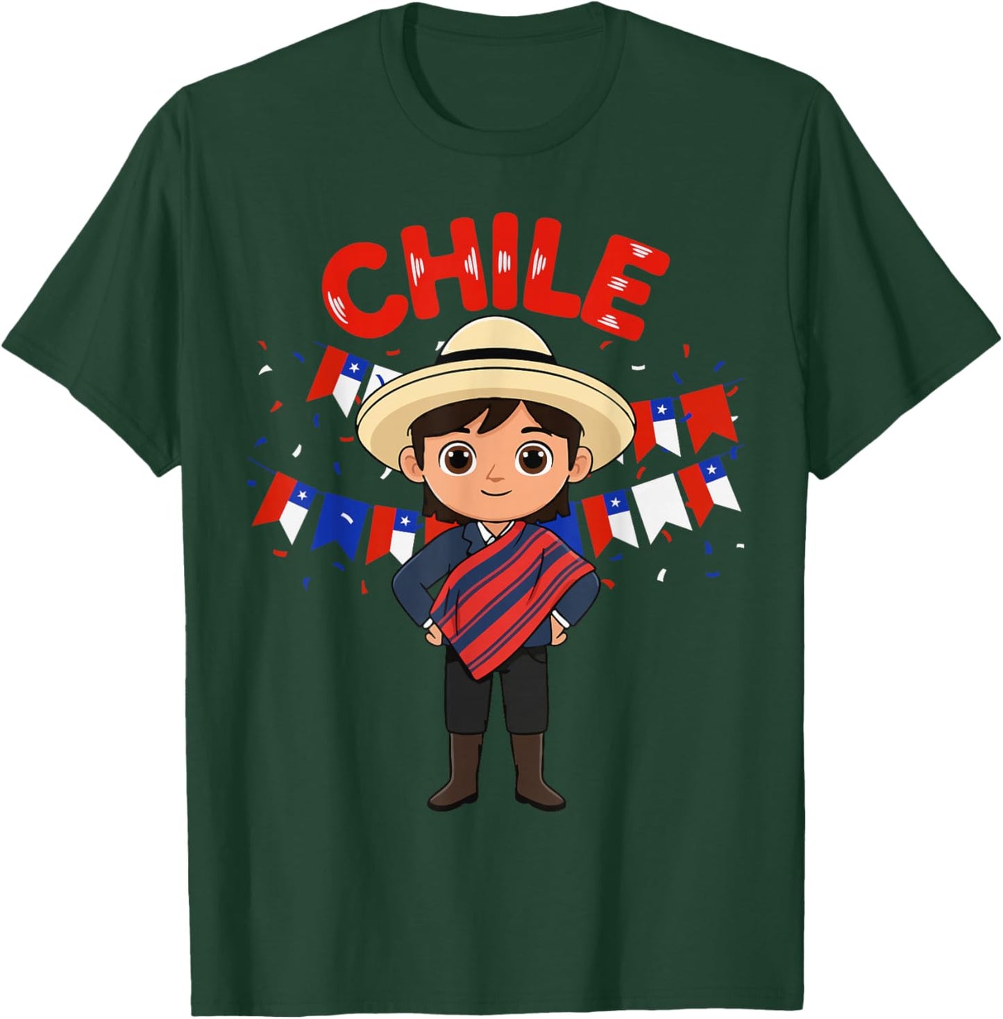 Chile Chilean Boy Traditional Outfit Wear Flag Heritage T-Shirt - T-Shirt | Forest