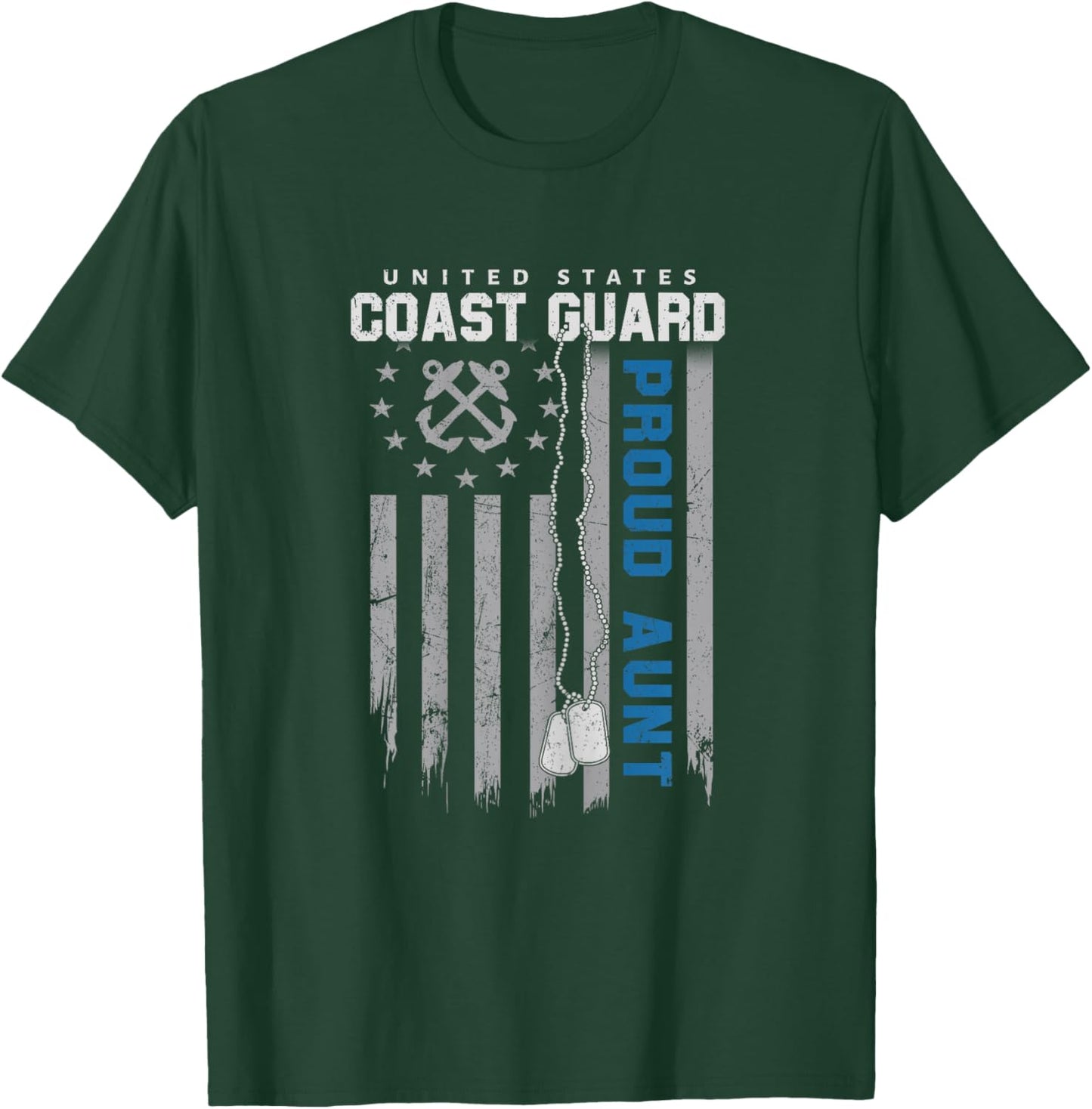 Proud Coast Guard Aunt Flag US Coastie Family Matching T-Shirt - T-Shirt | Forest
