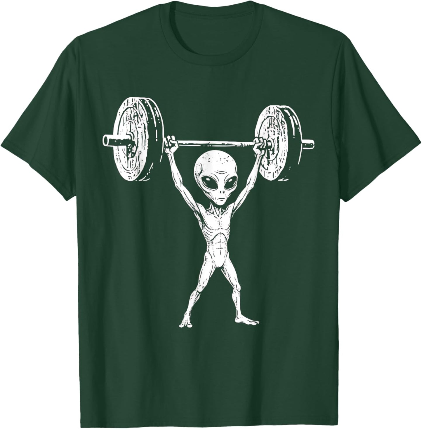 Vintage Alien Retro Weight Lifting Gym Alien Deadlift Funny T-Shirt - T-Shirt | Forest