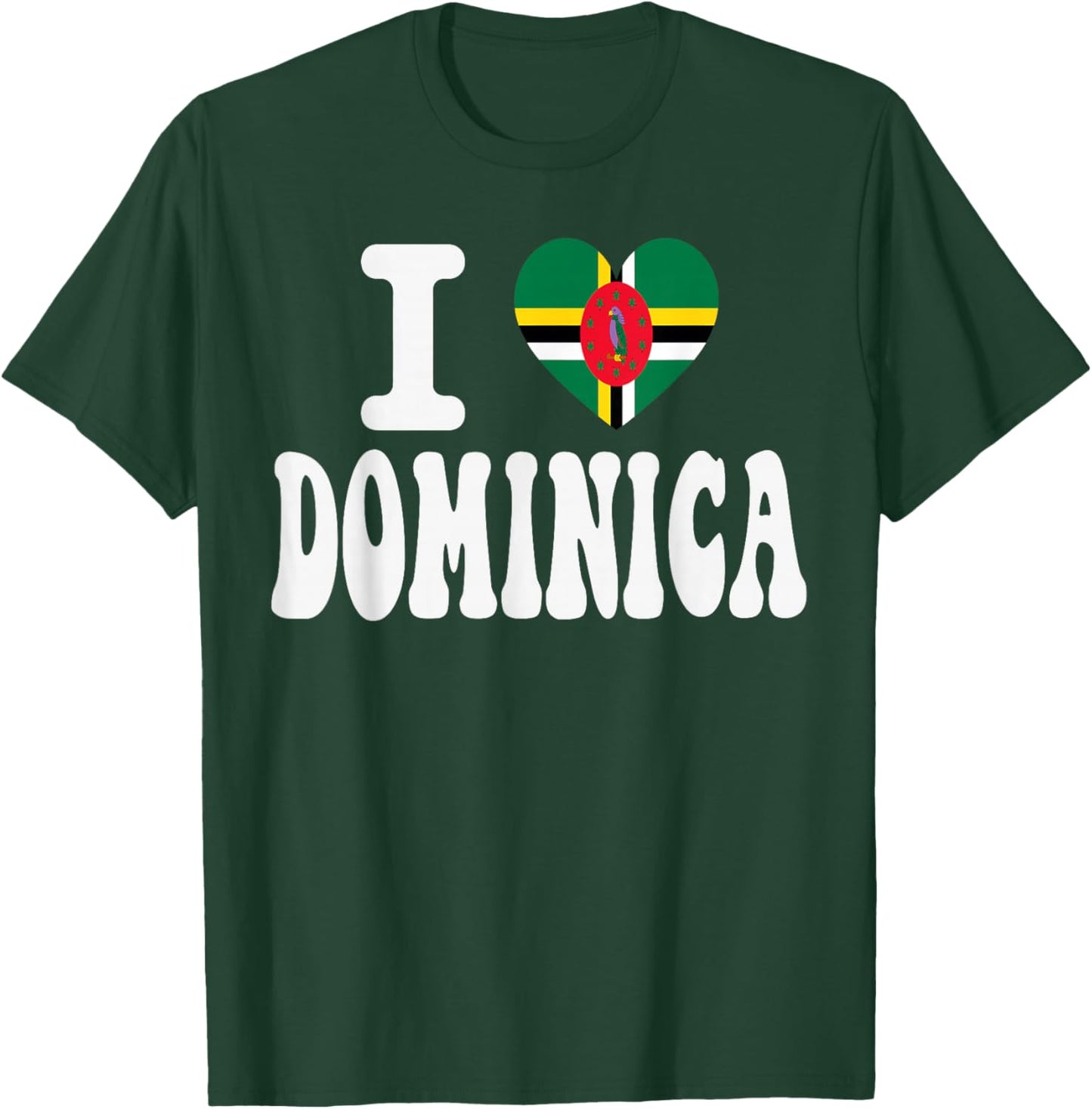I Love Dominica Heart Flag Retro Travel Souvenir T-Shirt - T-Shirt | Forest