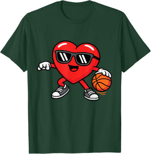 Funny Basketball is My Valentines Day Boys Sports Love T-Shirt - T-Shirt | Forest