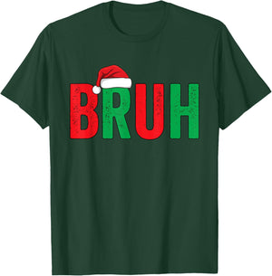 Merry Christmas Bruh Funny Santa Claus Retro Men Women Kids T-Shirt - T-Shirt | Forest
