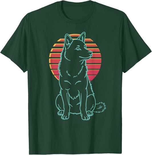 Siberian Husky Lover Dog Owner Retro Synthwave 80s T-Shirt - T-Shirt | Forest
