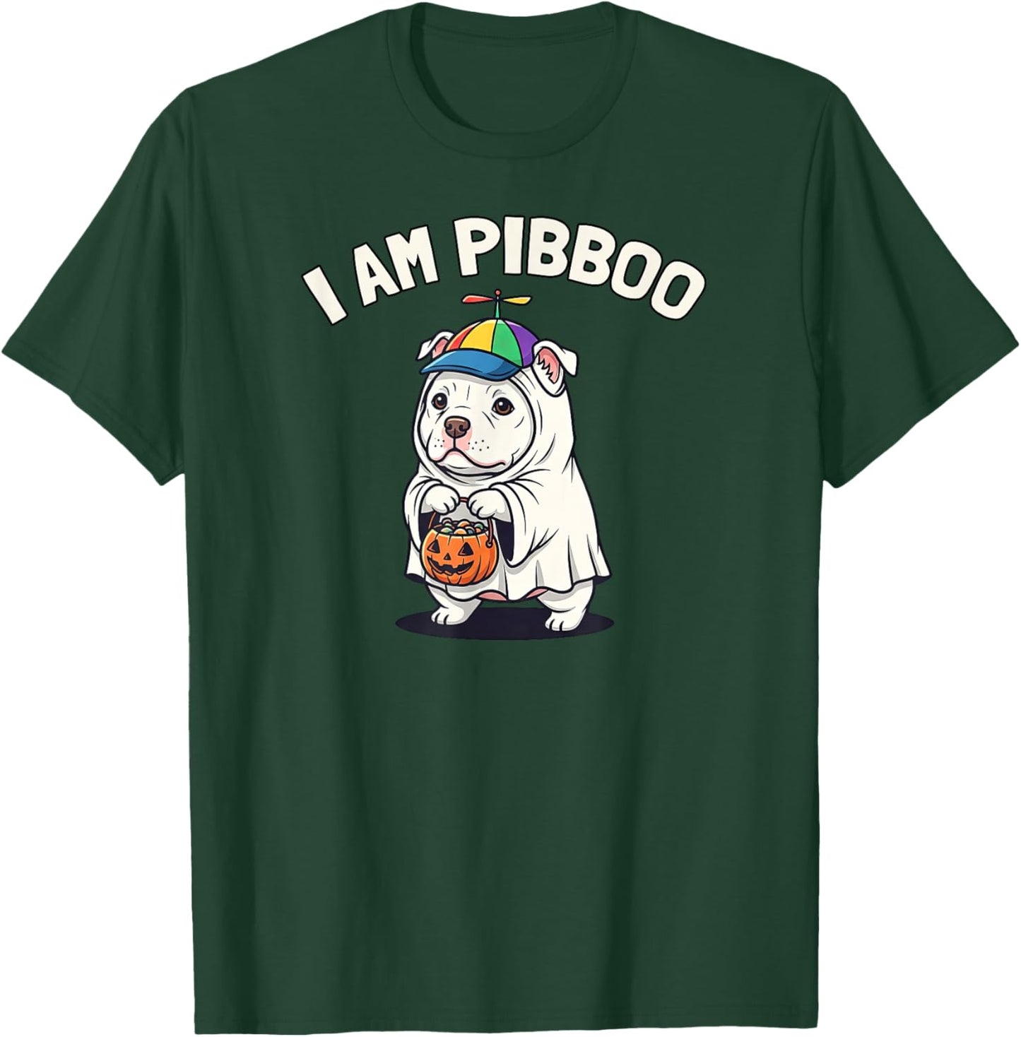 I Am Pibboo Funny Pit Bull Terrier Ghost Halloween Pibble T-Shirt - T-Shirt | Forest