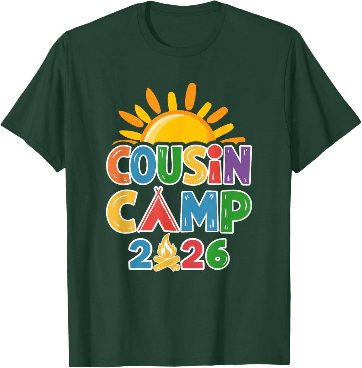 Cousin Camp 2026 Family Vacation Summer Camping Crew T-Shirt - T-Shirt | Forest