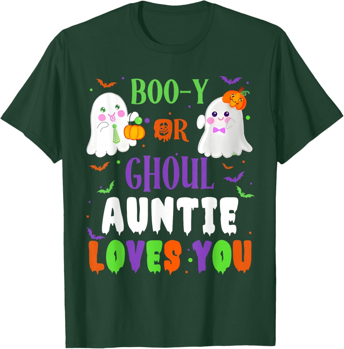 Boo-y Or Ghoul Auntie Loves You Boo Halloween Baby Gender T-Shirt - T-Shirt | Forest