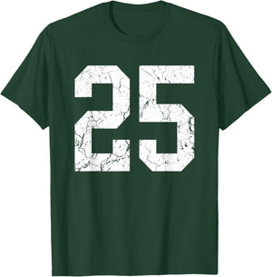 Distressed White Number 25 Jersey Player Uniform #25 T-Shirt - T-Shirt | Forest