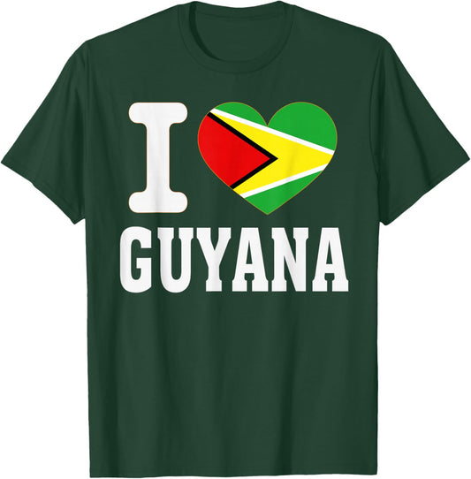 I Love Guyana Heart Souvenir Lovers Pride Travel T-Shirt - T-Shirt | Forest