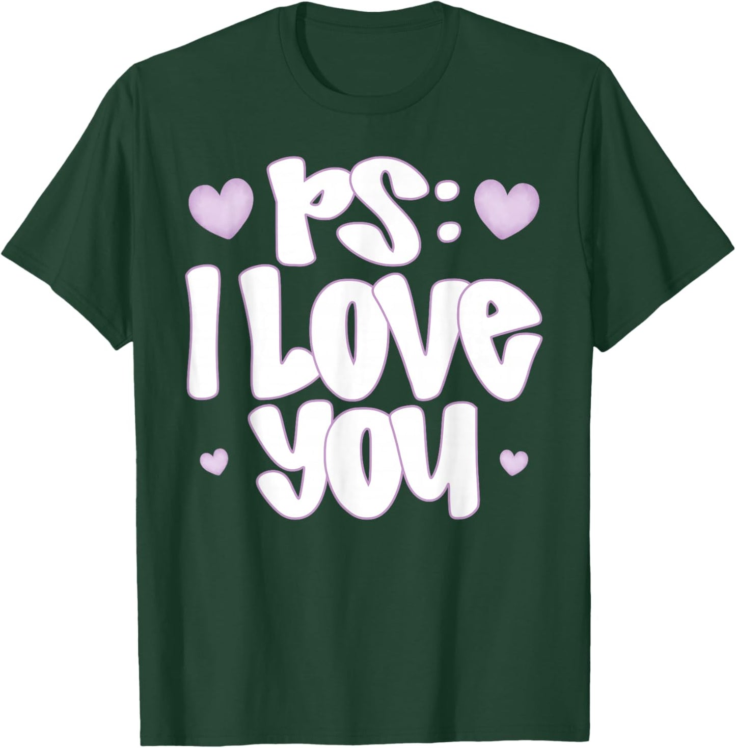 PS I Love You Day Valentine's Day Purple Heart Women Men Kid T-Shirt - T-Shirt | Forest