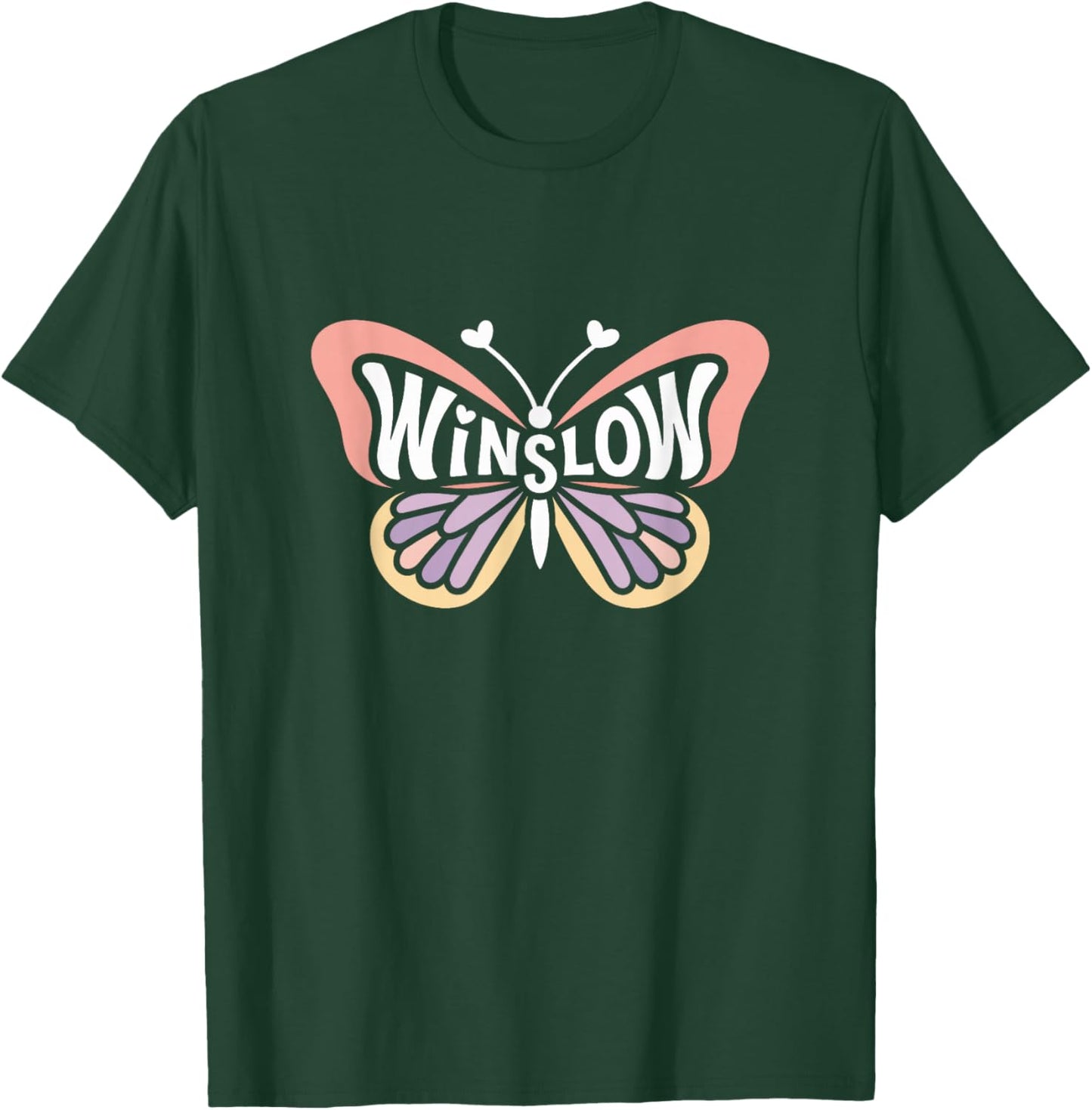 Winslow Butterfly - Personalized Cute Name Word Art T-Shirt - T-Shirt | Forest