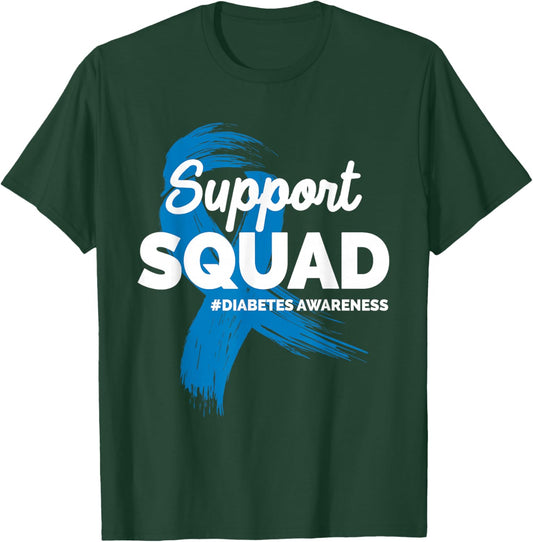 Support Squad Diabetes Awareness Diabetic Men Women Diabetes T-Shirt - T-Shirt | Forest
