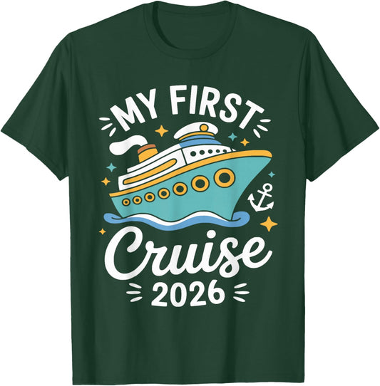 My First Cruise 2026 Cute Family Kids Cruising Vacation T-Shirt - T-Shirt | Forest