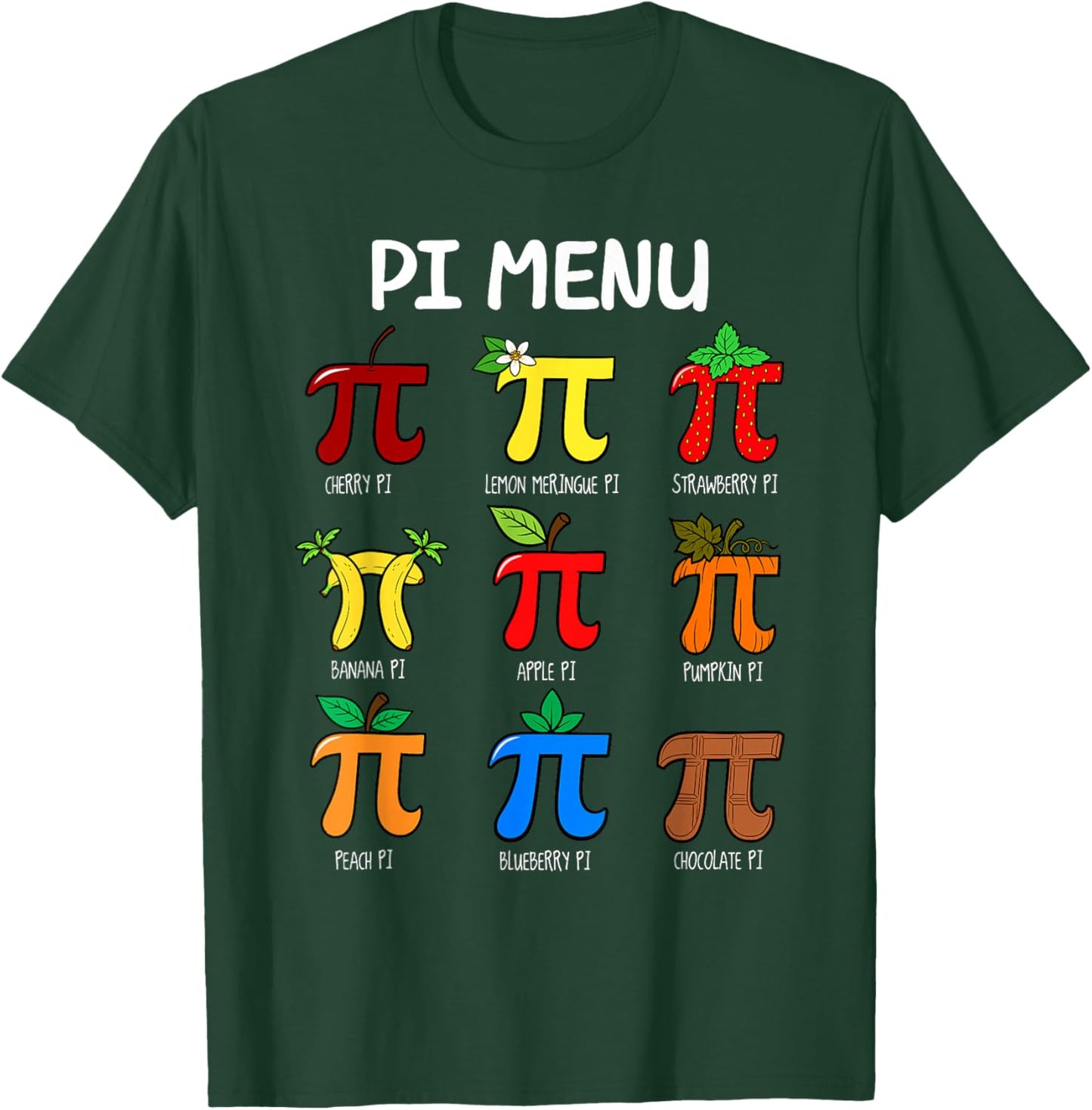 Pi Menu 3.14 Symbol Happy Pie Day Math Teacher Women Toddler T-Shirt - T-Shirt | Forest