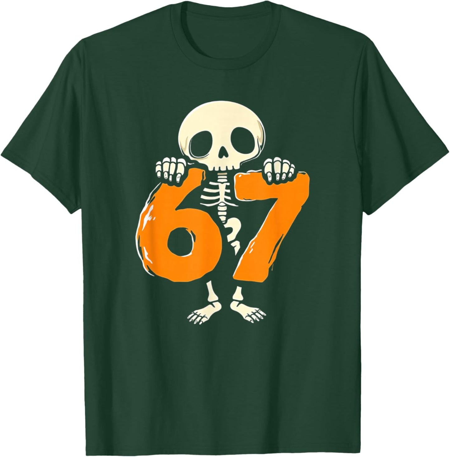 67 Halloween Brainrot Meme 6 7 Numbers Six Seven Skeleton T-Shirt - T-Shirt | Forest