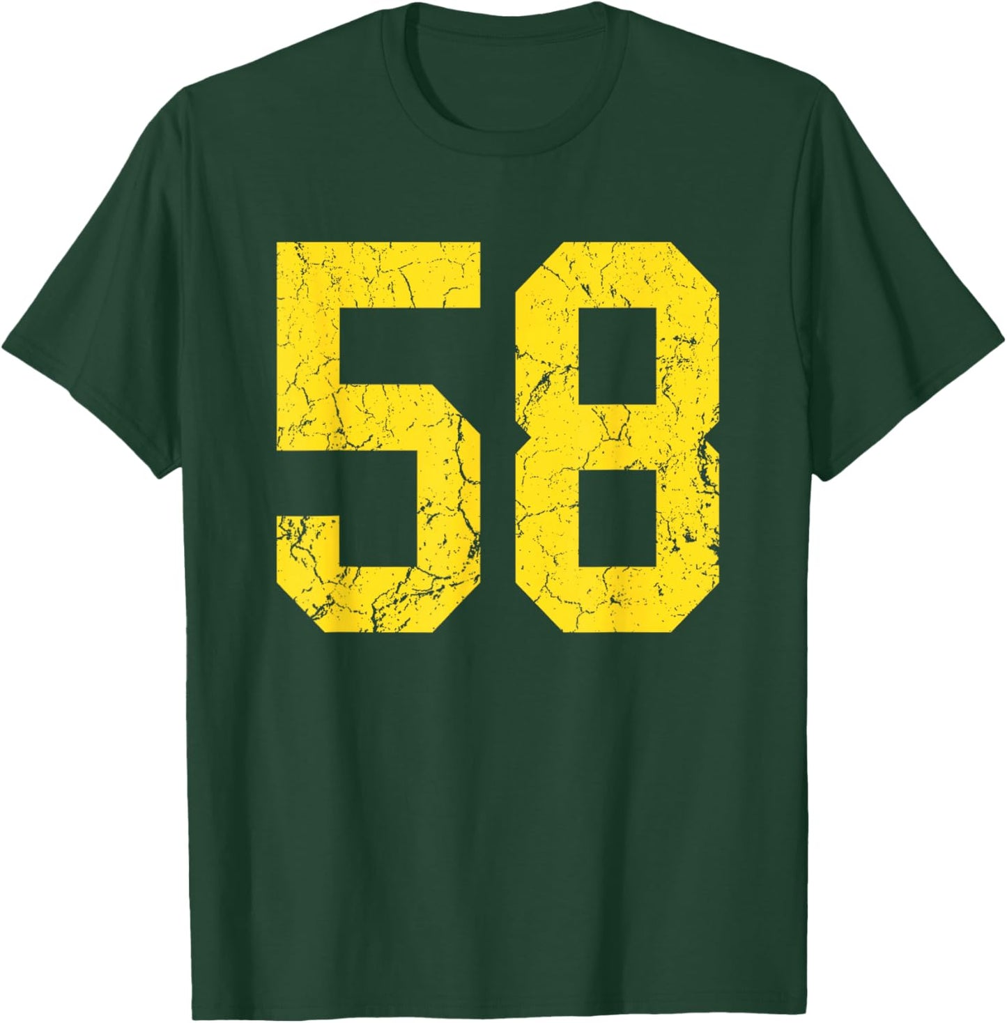 Distressed Bright Gold Number 58 Jersey Player Uniform #58 T-Shirt - T-Shirt | Forest