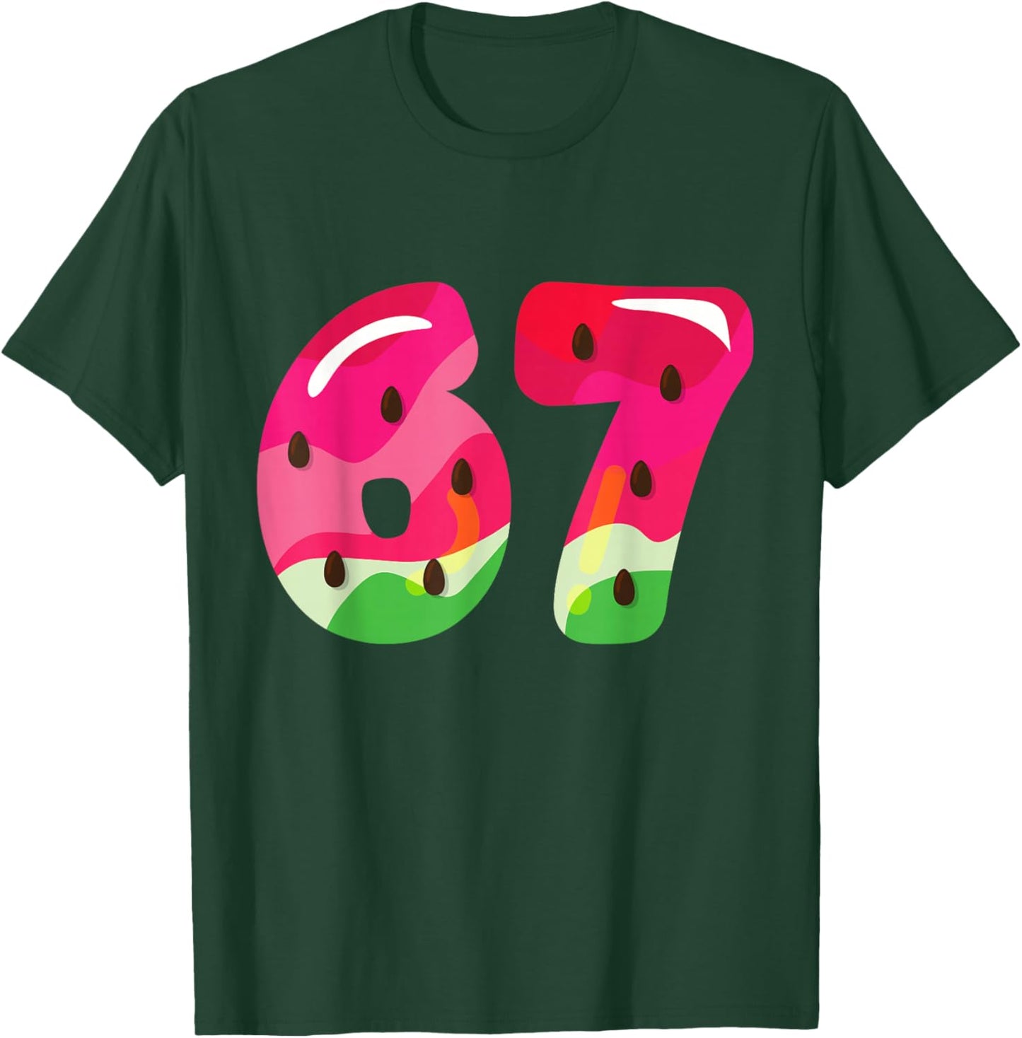 Watermelon 67 Meme Six Seven Slang 67th Birthday Adult Kids T-Shirt - T-Shirt | Forest