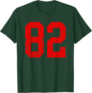 Distressed Red Number 82 Jersey Player Uniform #82 T-Shirt - T-Shirt | Forest
