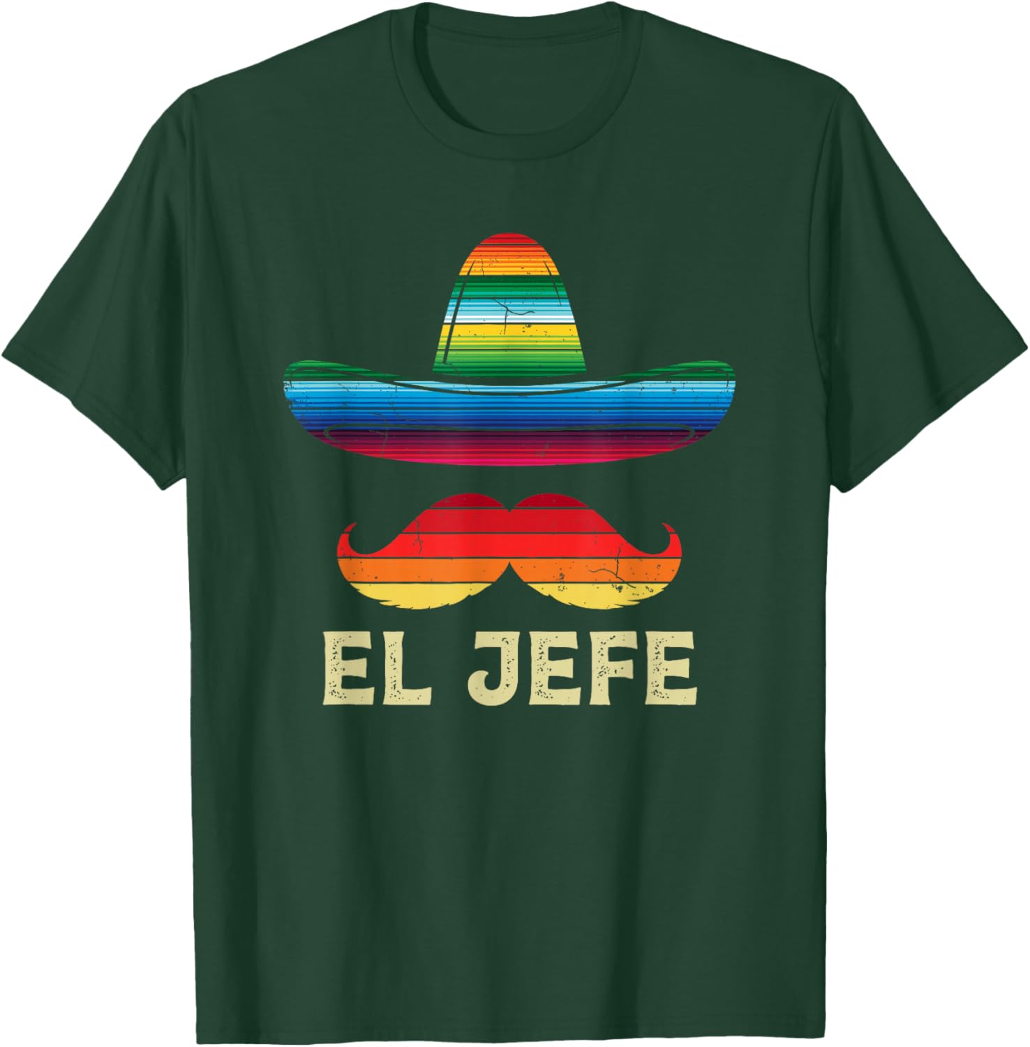 El Jefe Sombrero Moustache T-Shirt - T-Shirt | Forest