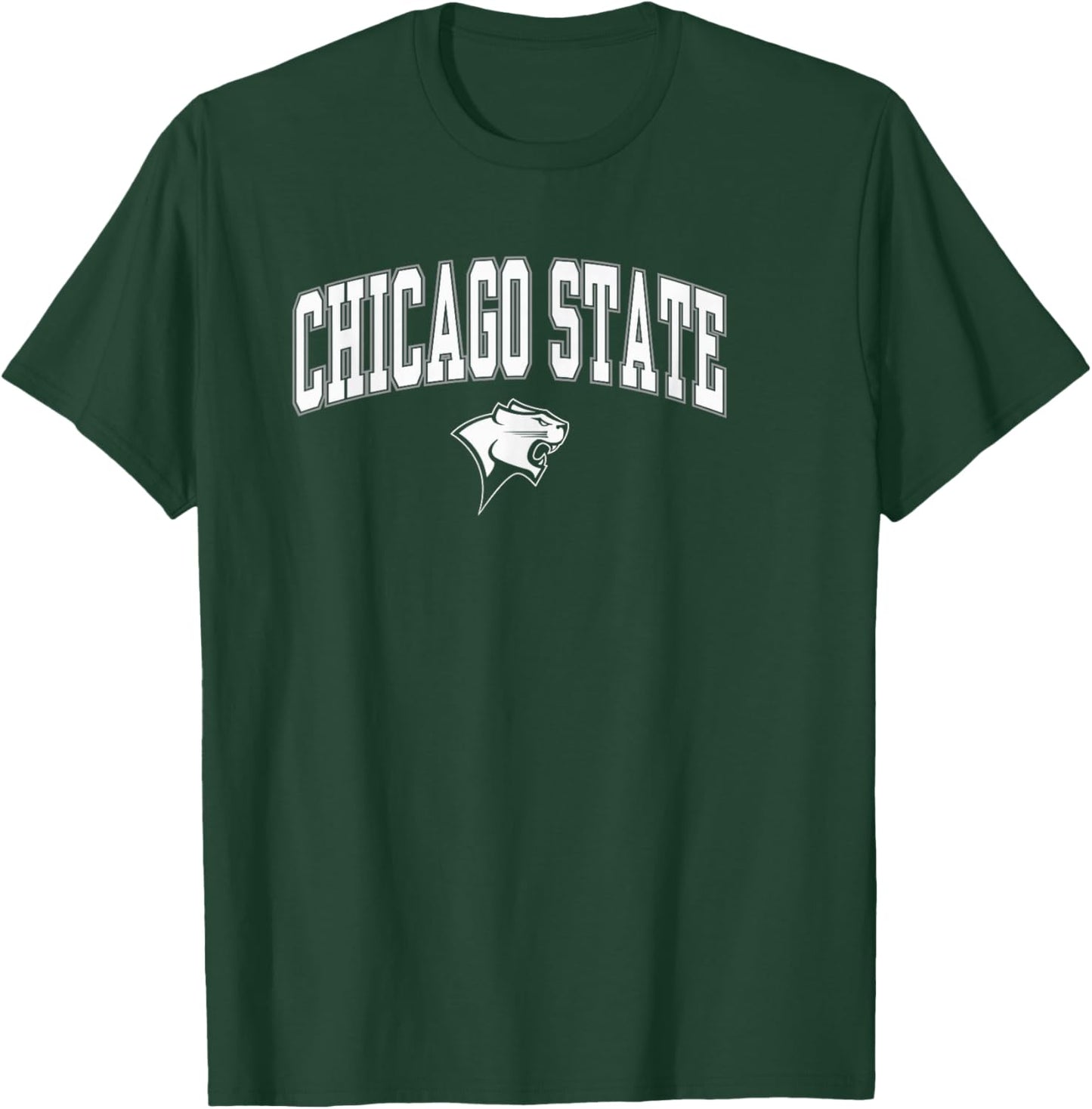 Chicago State Cougars Arch Over Green Officially Licensed T-Shirt - T-Shirt | Forest