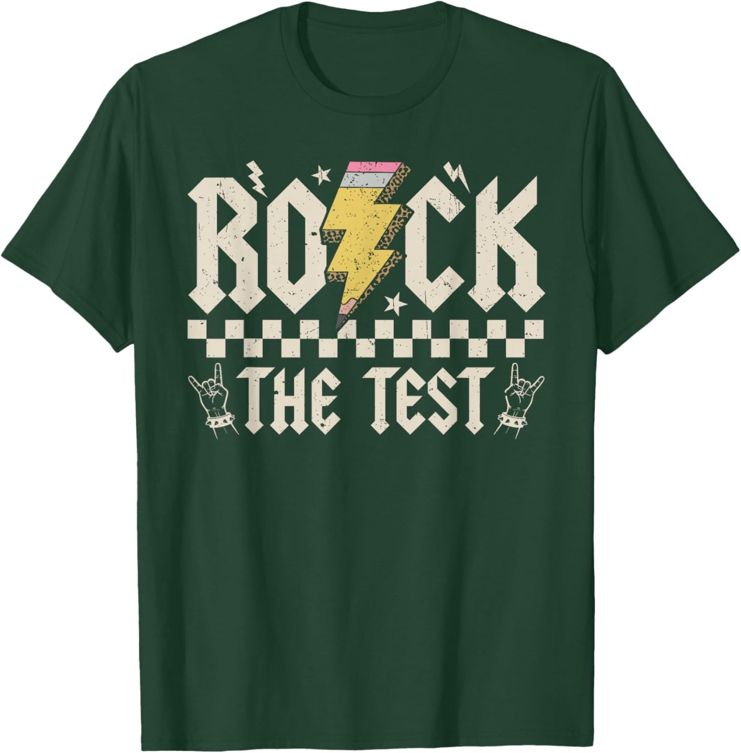 Testing Day Rock The Test ABCD Motivational Teacher Students T-Shirt - T-Shirt | Forest