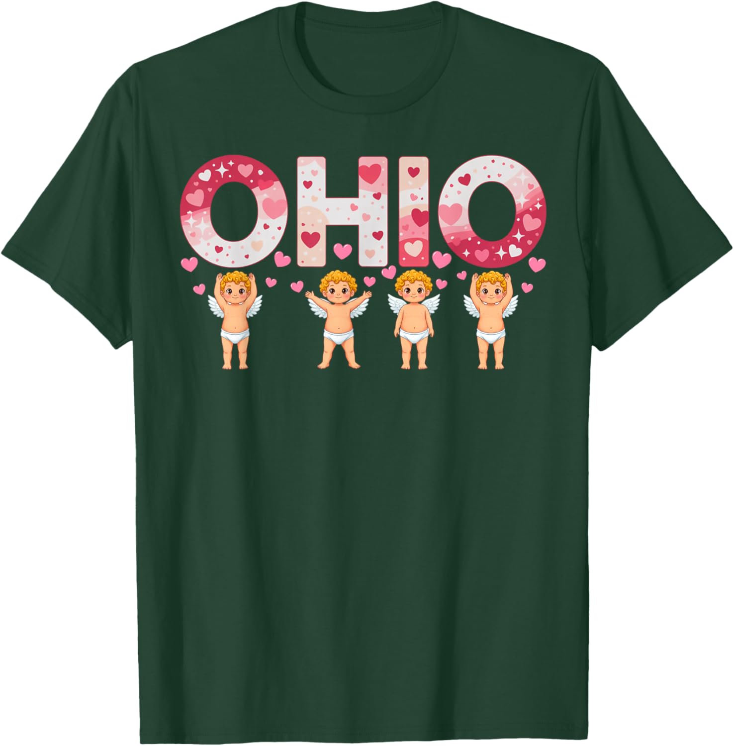 Funny Ohio Cupid Midwestern Party O-H-I-O in Valentine Team T-Shirt - T-Shirt | Forest