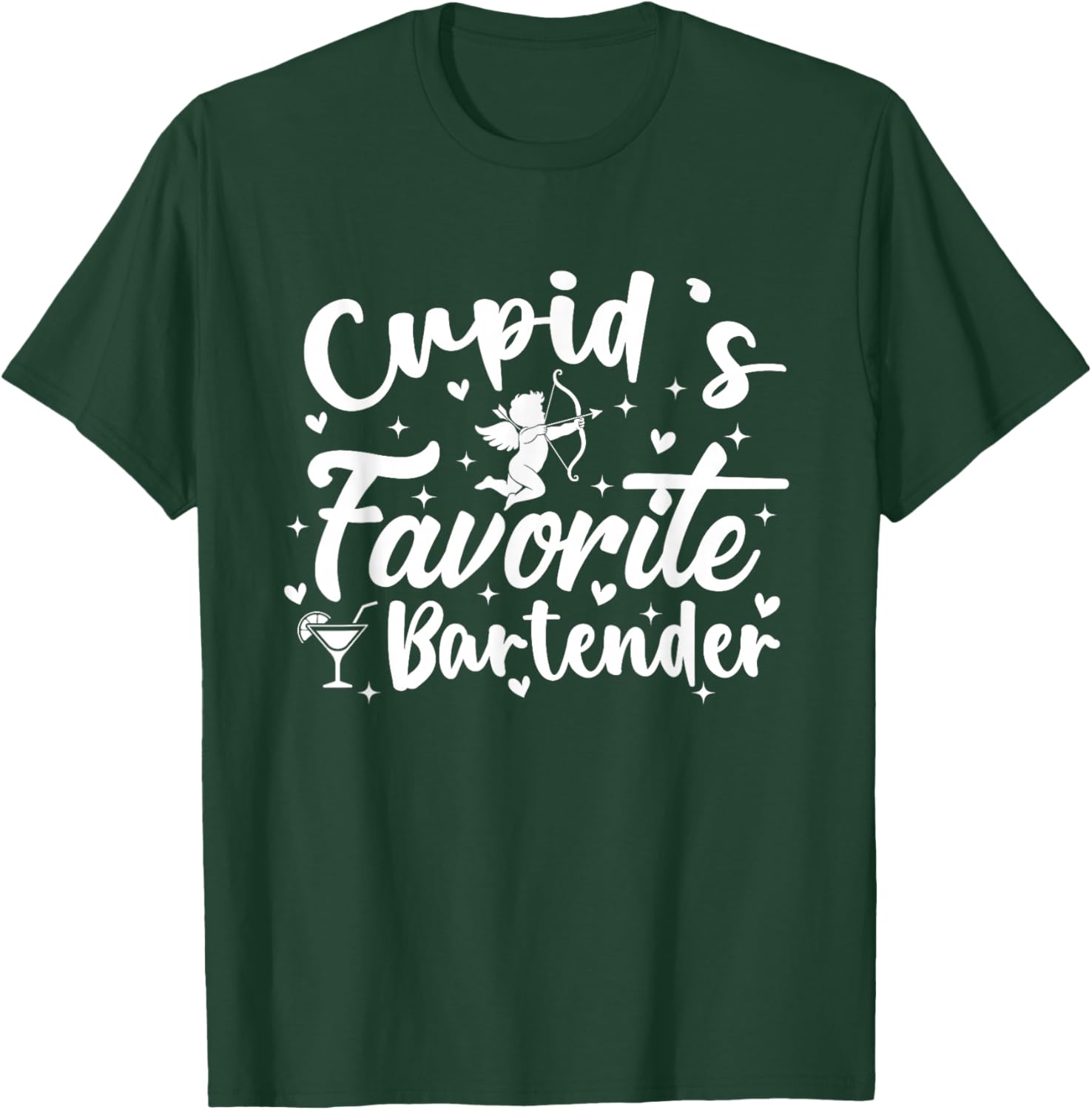 Cupid's Favorite Bartender Valentine’s Day Funny Bartending T-Shirt - T-Shirt | Forest