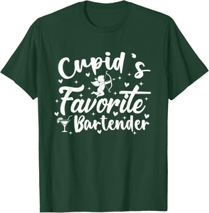 Cupid's Favorite Bartender Valentine’s Day Funny Bartending T-Shirt - T-Shirt | Forest