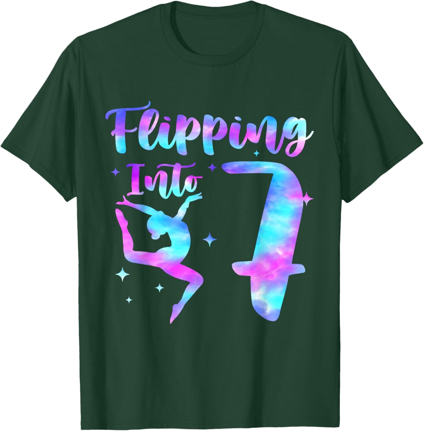 Flipping Into 7th Birthday Gymnastic 7 Year Old Girl Party T-Shirt - T-Shirt | Forest