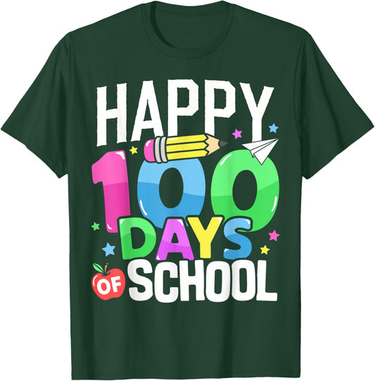 Happy 100 Days of School Teacher 100th Day of School Kids T-Shirt - T-Shirt | Forest