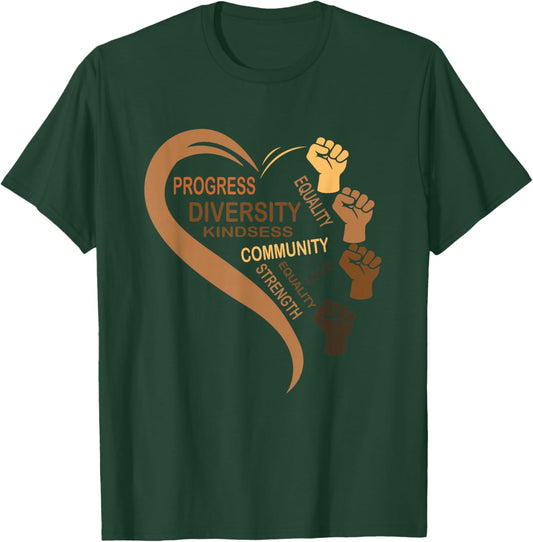 Black History Month Heart Blackity Love Melanin Afro Queen T-Shirt - T-Shirt | Forest