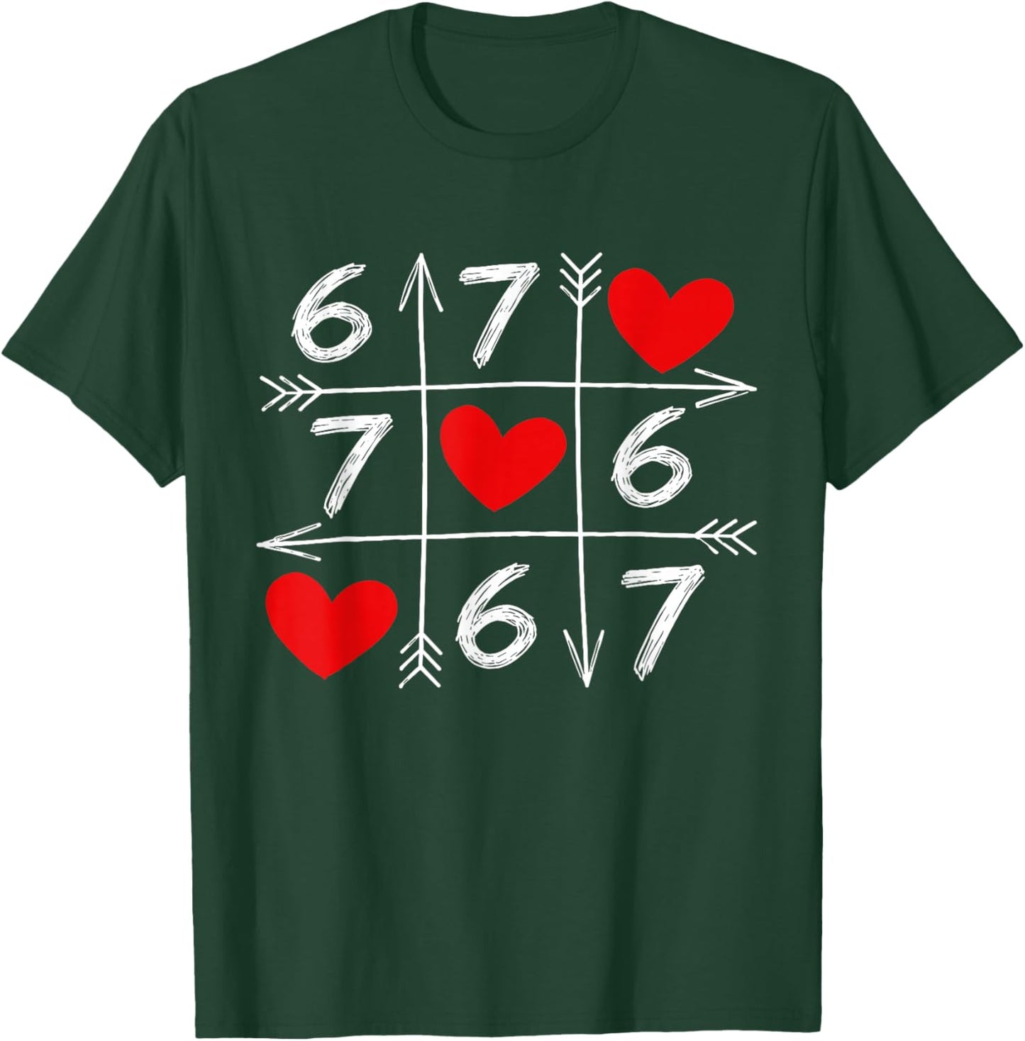 67 Six Seven Meme 6 7 Heart Valentine’s Day Teens Boys Girls T-Shirt - T-Shirt | Forest
