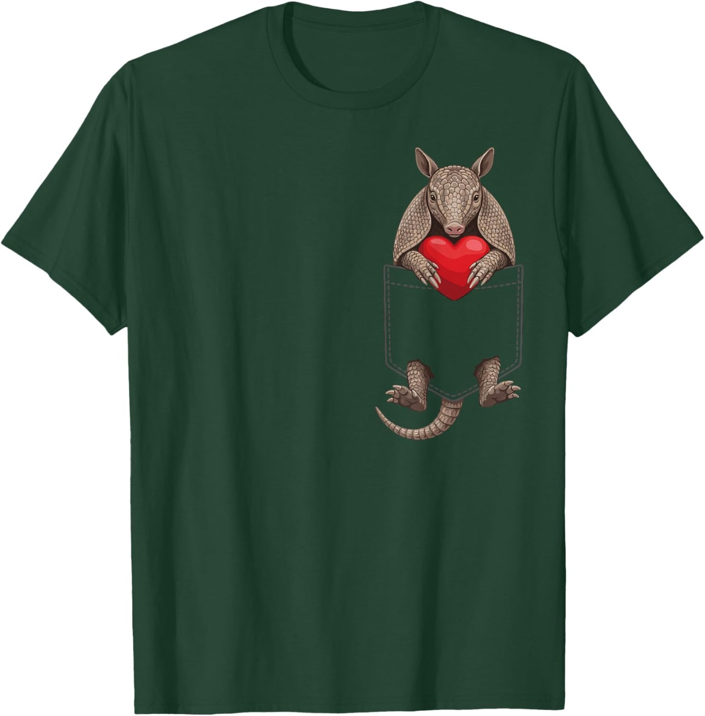Cute Armadillo in Pocket Animal Lover Design Valentines T-Shirt - T-Shirt | Forest