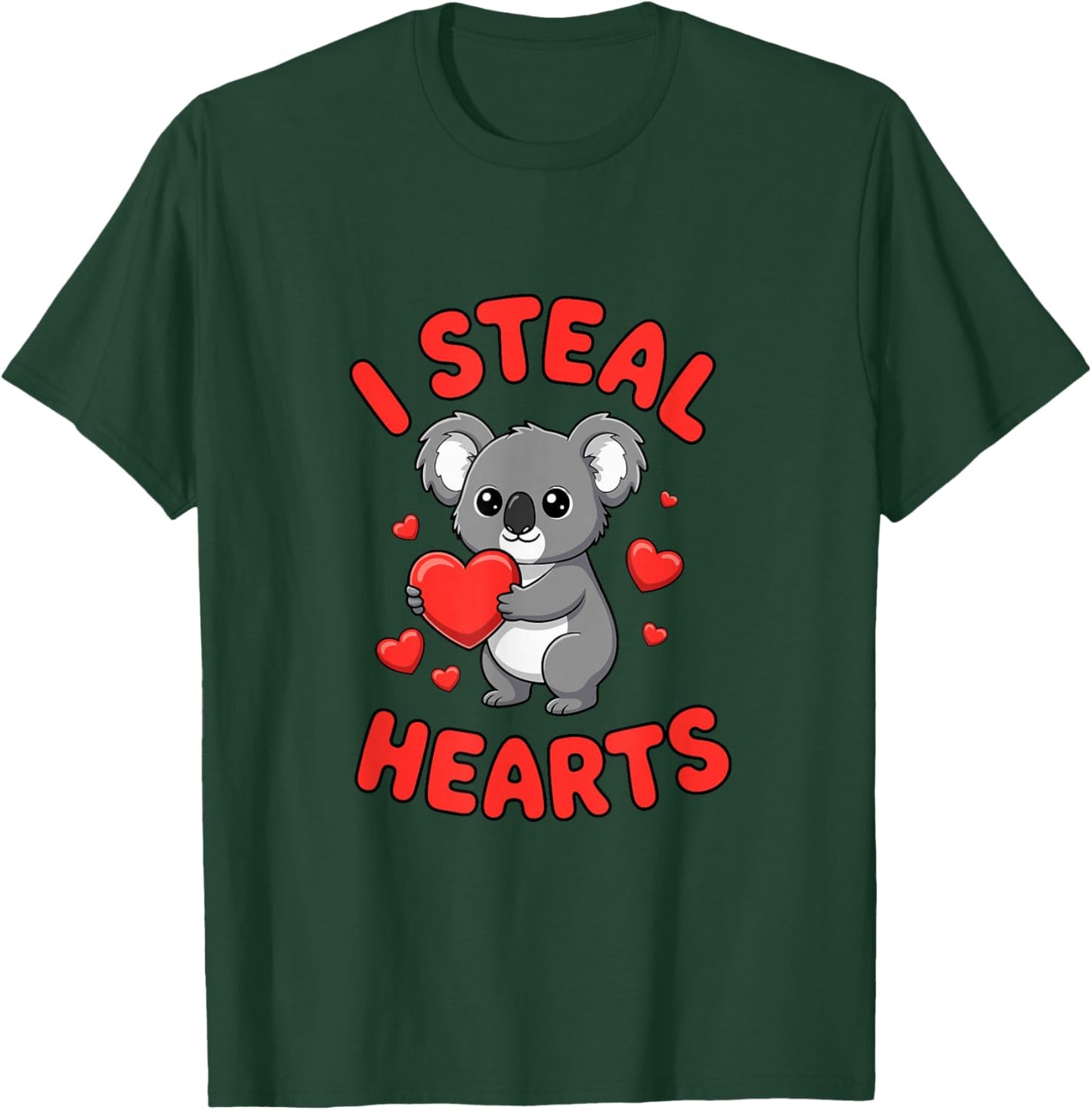 Valentine's Day Koala I Steal Hearts Love T-Shirt - T-Shirt | Forest