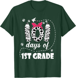 101 Days of 1st Grade Dog Cute 100 Days of School Teacher T-Shirt - T-Shirt | Forest