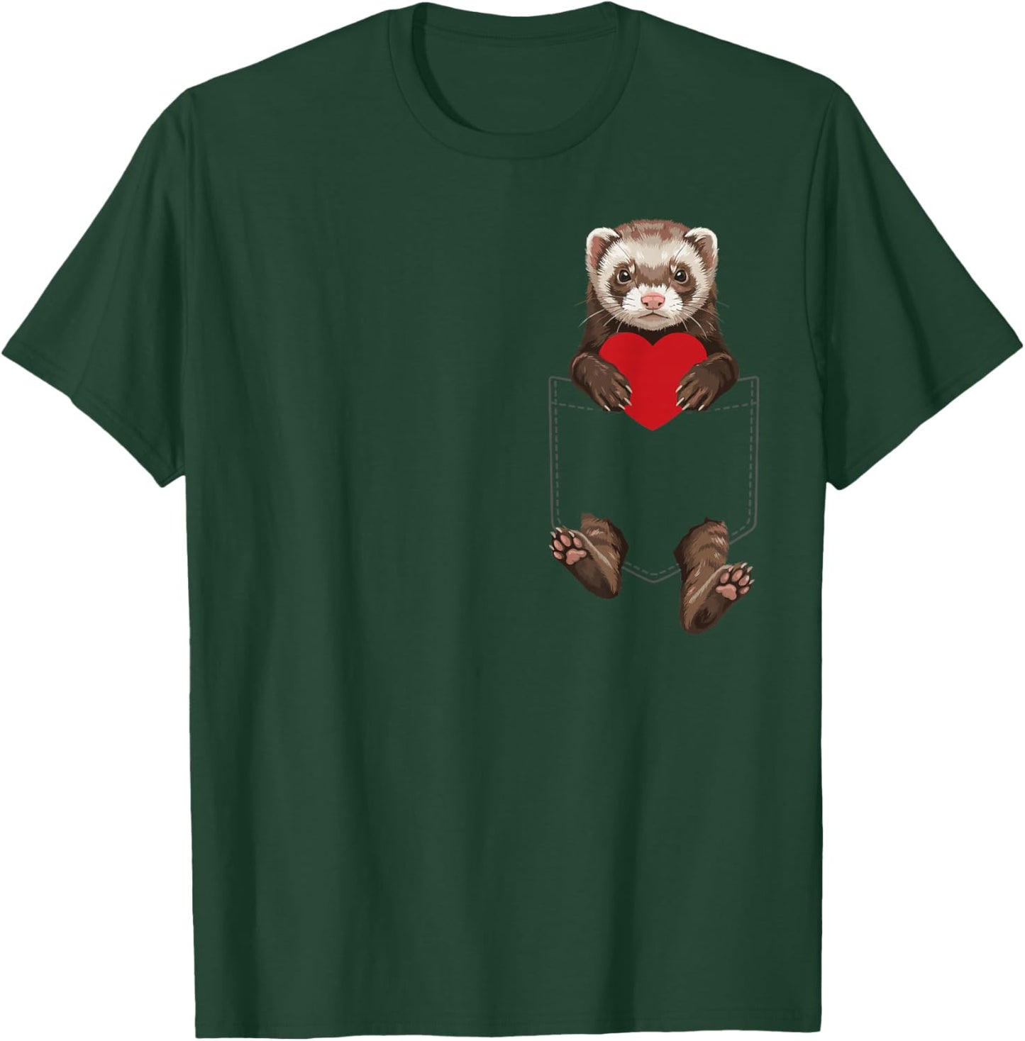 Ferret in Pocket Animal Lover Design Valentines T-Shirt - T-Shirt | Forest