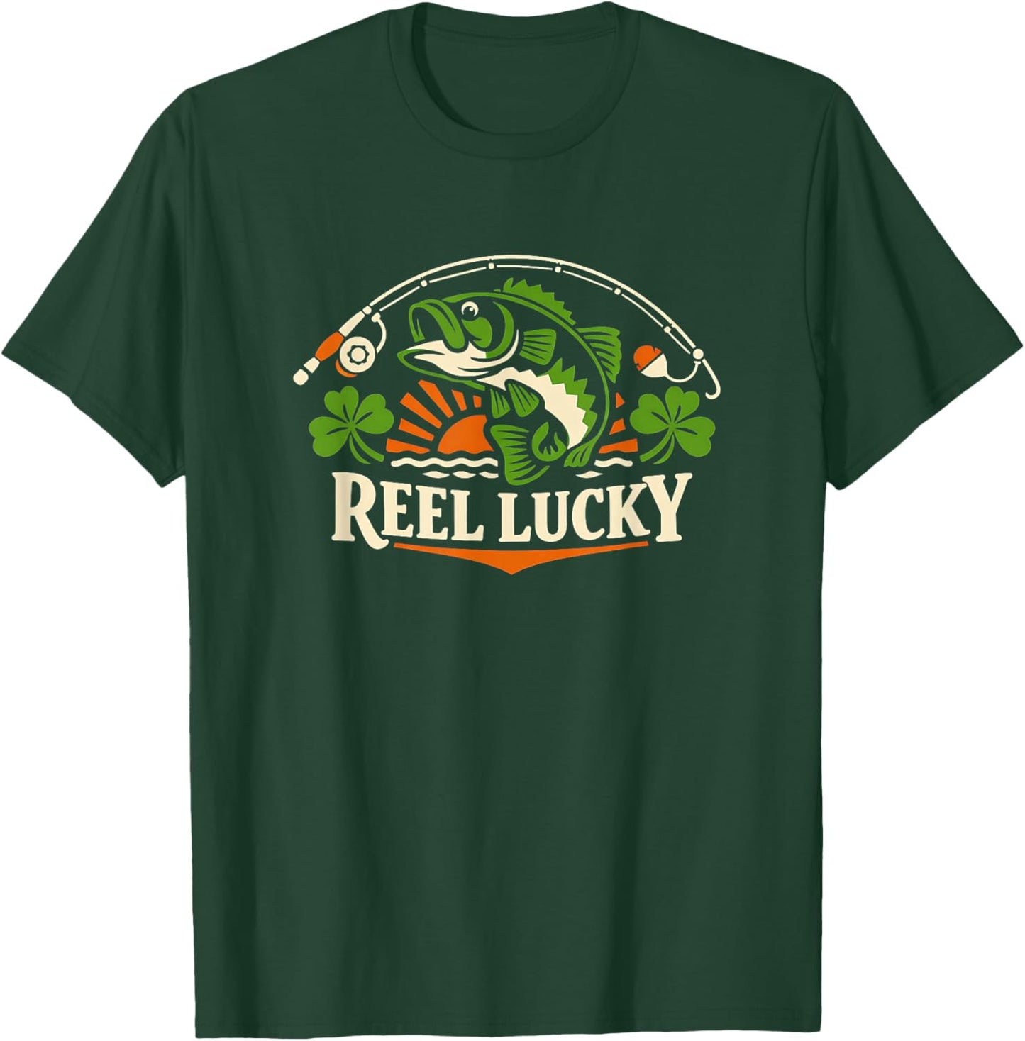 Lucky Angler Shamrock St. Patrick's Day Fishing T-Shirt - T-Shirt | Forest