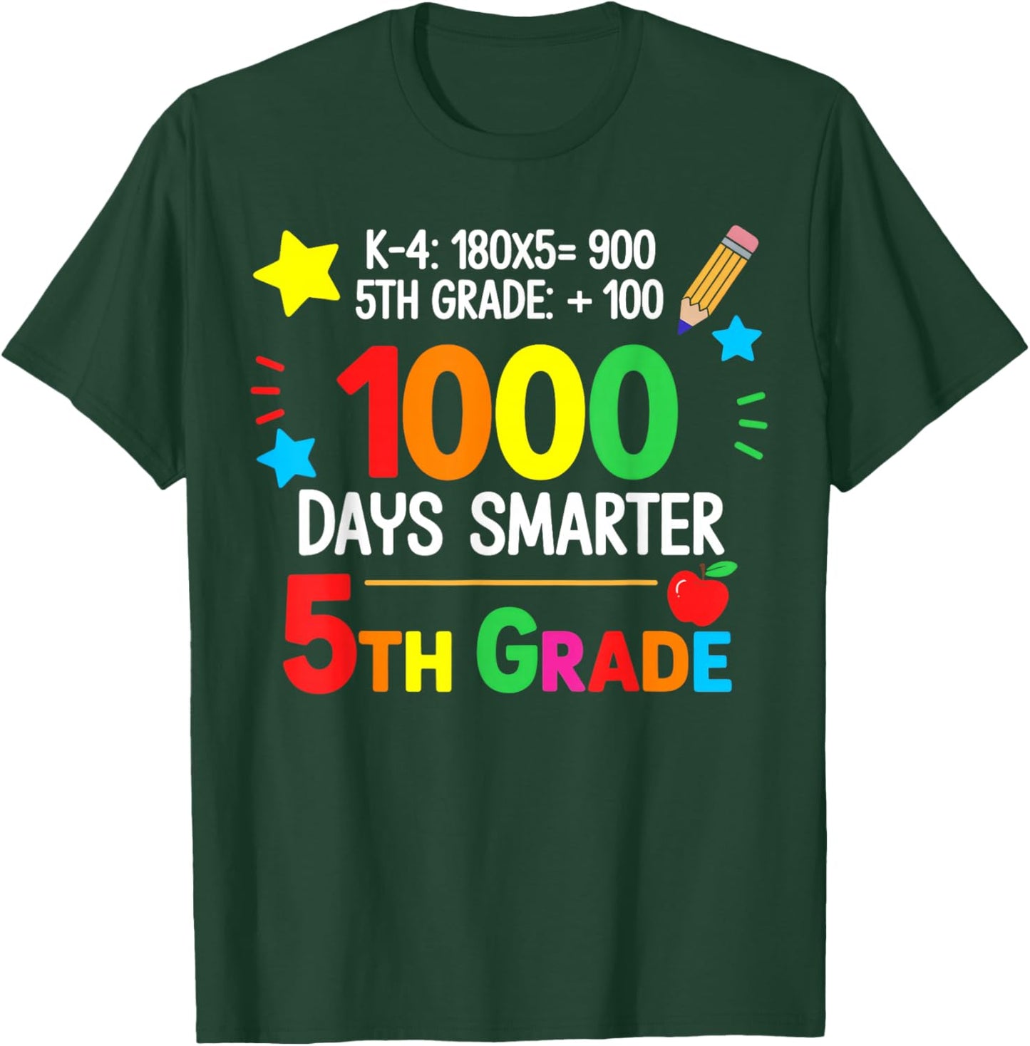 Fifth Grade Teacher - 1000 Days Smarter 100th Day of School T-Shirt - T-Shirt | Forest