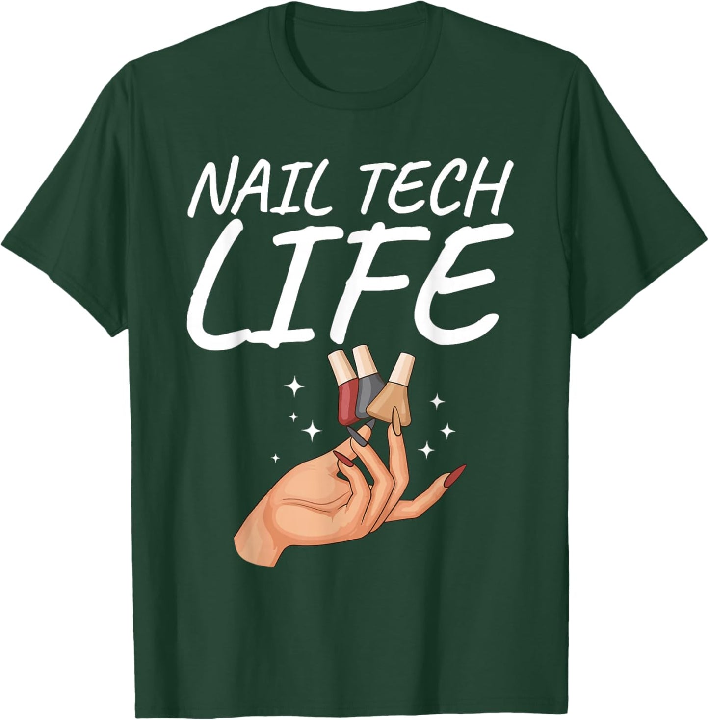 Cute Nail Tech Art Girl Manicurist Nail Technician T-Shirt - T-Shirt | Forest