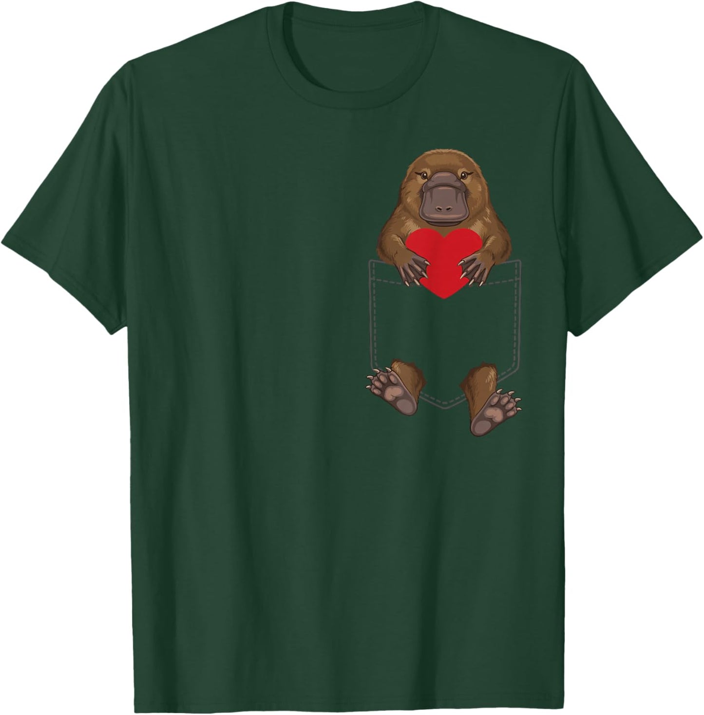 Cute Platypus in Pocket Wildlife Lover Valentines T-Shirt - T-Shirt | Forest